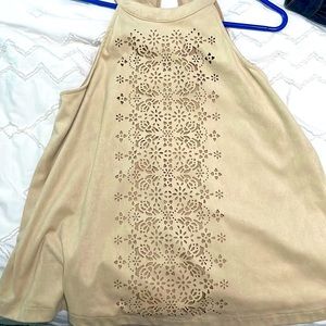 Suede high neck top